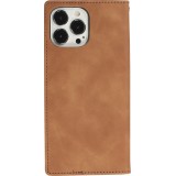 iPhone 13 Pro Max Leder Tasche - Flip Wallet vintage mit Magnetverschluss und Kartenhalter - Braun