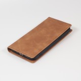 iPhone 13 Pro Max Leder Tasche - Flip Wallet vintage mit Magnetverschluss und Kartenhalter - Braun