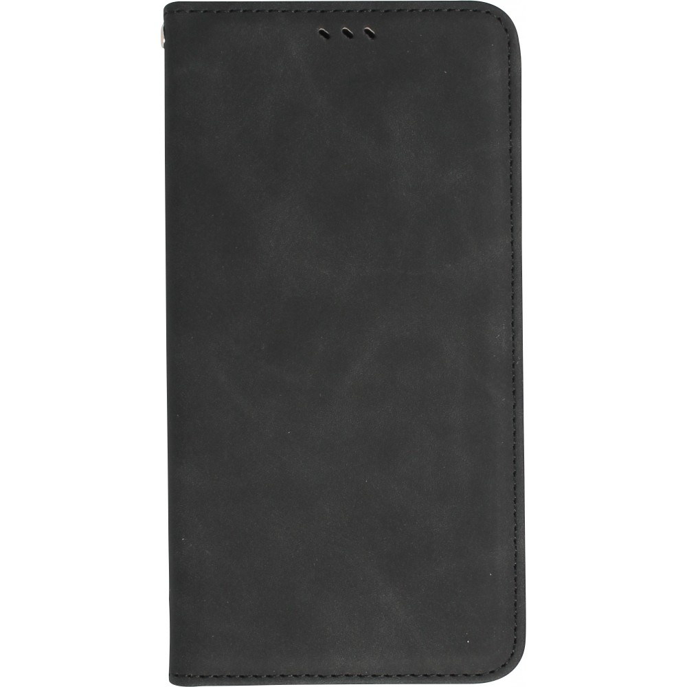 Etui cuir iPhone 13 Pro Max - Flip Wallet vintage avec fermeture aimantée et compartiment cartes - Noir