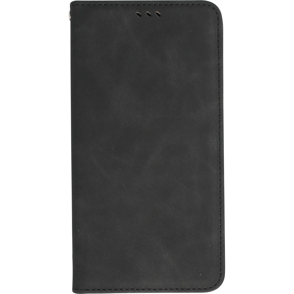 iPhone 13 Pro Max Leder Tasche - Flip Wallet vintage mit Magnetverschluss und Kartenhalter - Schwarz