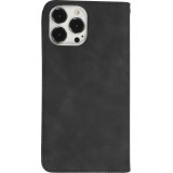 Etui cuir iPhone 13 Pro Max - Flip Wallet vintage avec fermeture aimantée et compartiment cartes - Noir