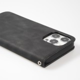 Etui cuir iPhone 13 Pro - Flip Wallet vintage avec fermeture aimantée et compartiment cartes - Noir