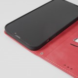 Etui cuir iPhone 13 Pro Max - Flip Wallet vintage avec fermeture aimantée et compartiment cartes - Rouge