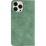 Leder Tasche Case iPhone 13 Pro Max - Flip Wallet vintage mit Magnetverschluss und Kartenhalter - Dunkelgrün