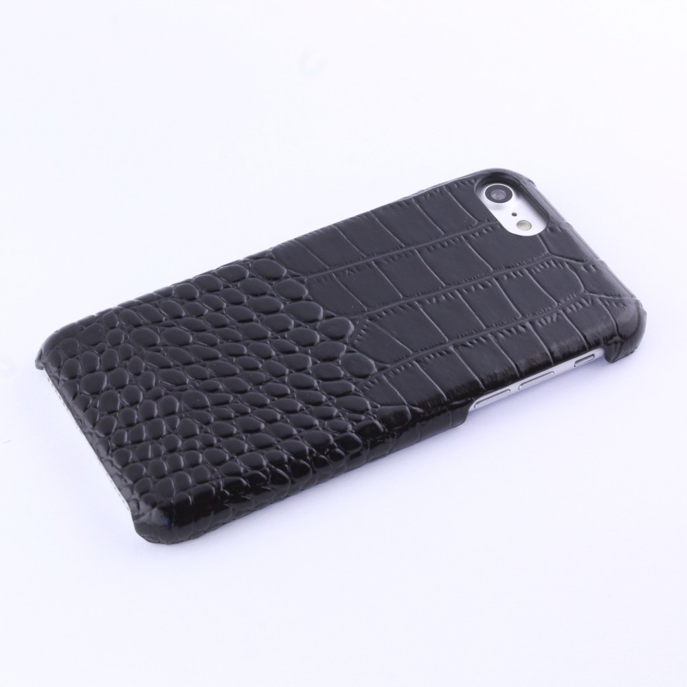 Etui cuir iPhone 7 / 8 / SE (2020, 2022) - Luxury Crocodile - Noir
