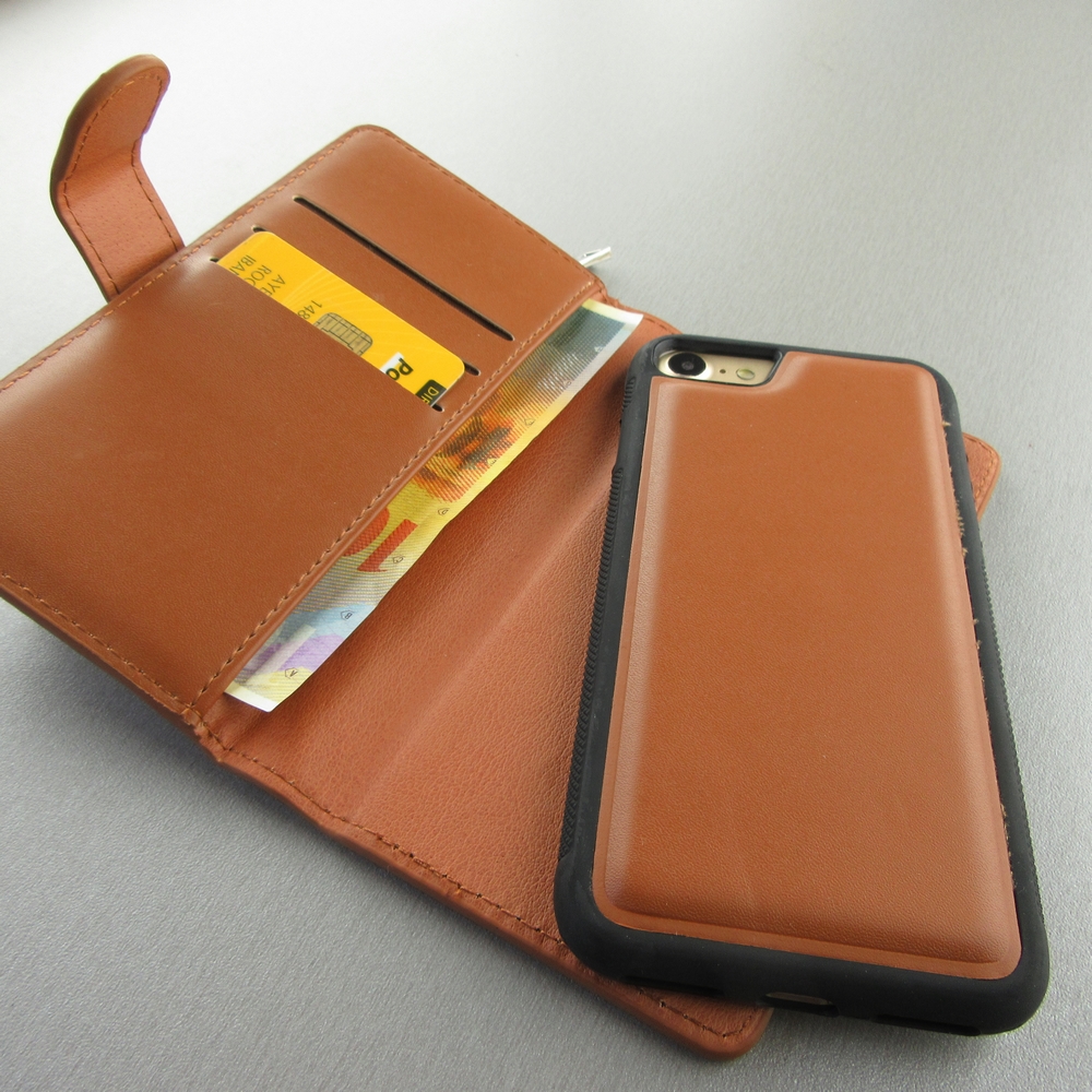 Etui cuir iPhone 7 / 8 / SE (2020, 2022) - Flip Money - Brun