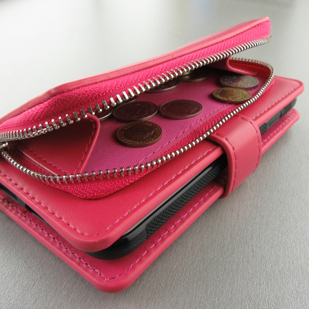 Etui cuir iPhone 7 / 8 / SE (2020, 2022) - Flip Money - Rose foncé