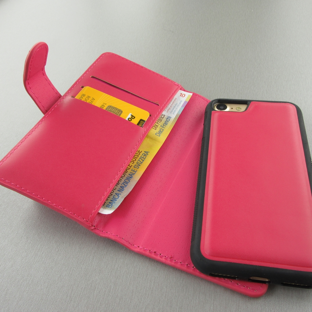 Etui cuir iPhone 7 / 8 / SE (2020, 2022) - Flip Money - Rose foncé