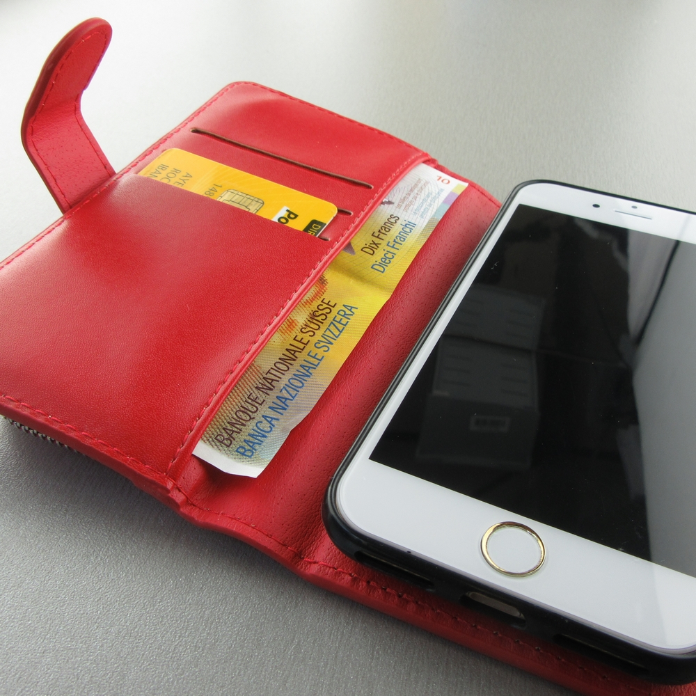Etui cuir iPhone 7 / 8 / SE (2020, 2022) - Flip Money - Rouge