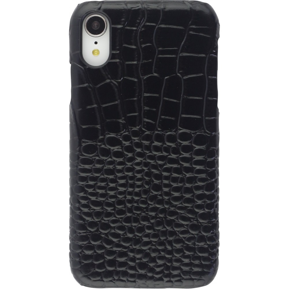 Etui cuir iPhone XR - Luxury Crocodile - Noir