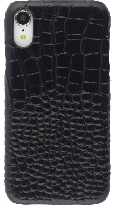 Etui cuir iPhone XR - Luxury Crocodile - Noir