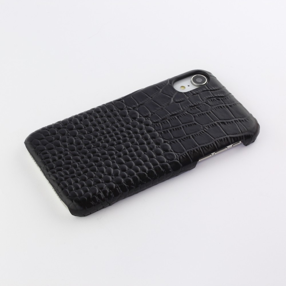 Etui cuir iPhone XR - Luxury Crocodile - Noir