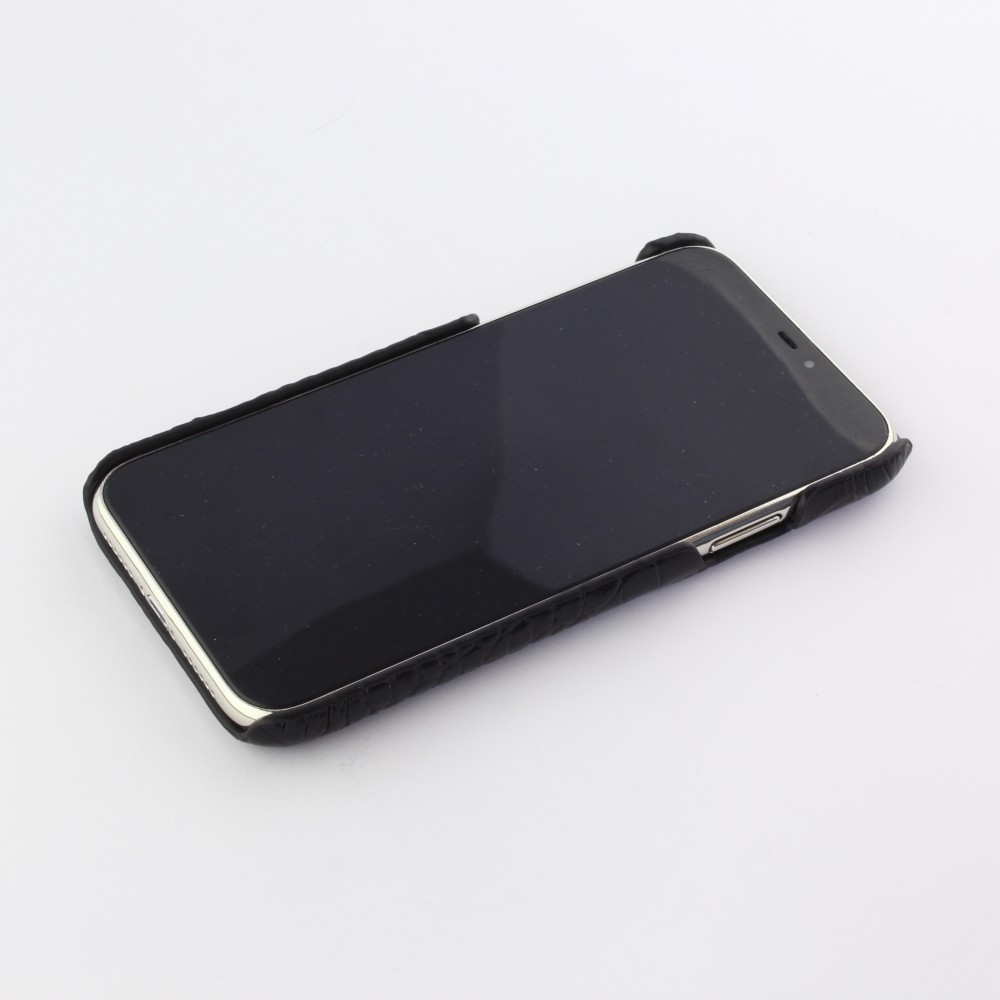 Etui cuir iPhone XR - Luxury Crocodile - Noir