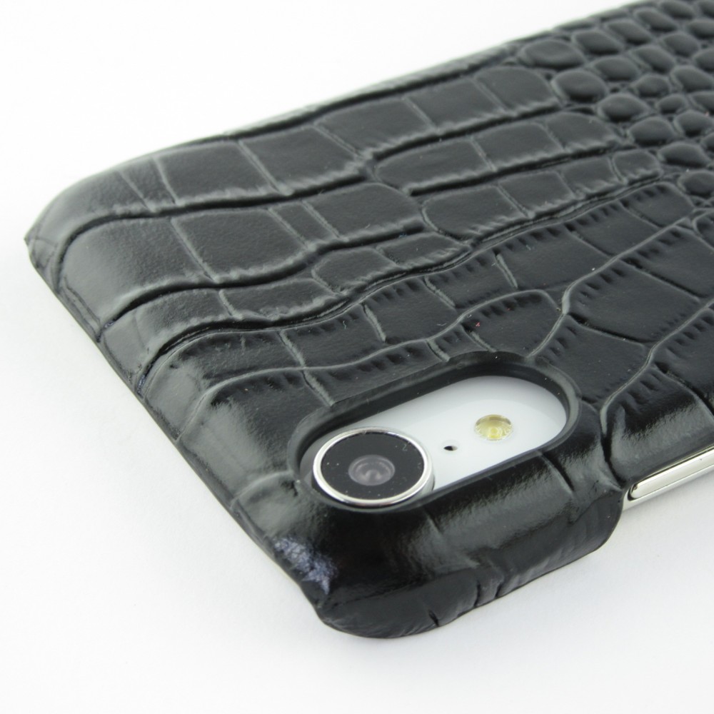 Etui cuir iPhone XR - Luxury Crocodile - Noir