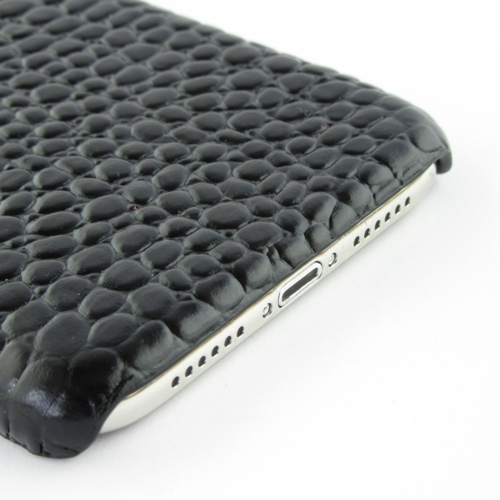 Etui cuir iPhone XR - Luxury Crocodile - Noir
