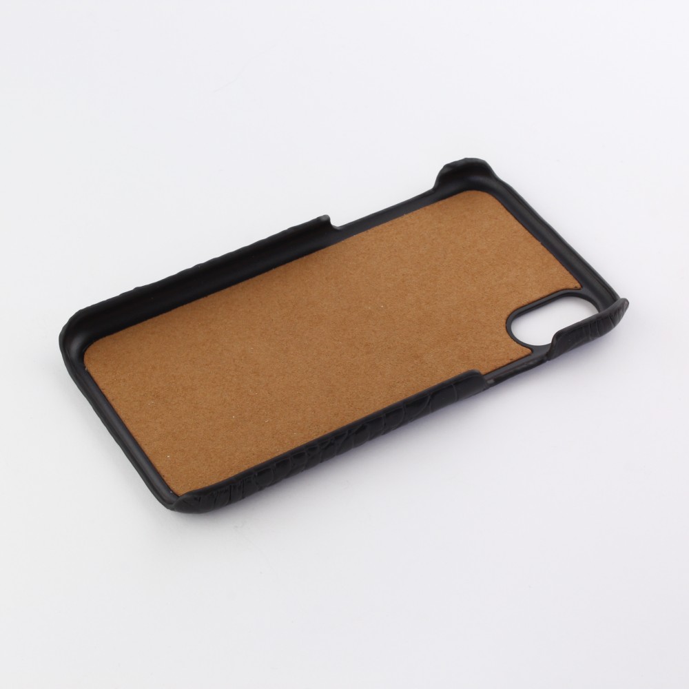 Etui cuir iPhone XR - Luxury Crocodile - Noir