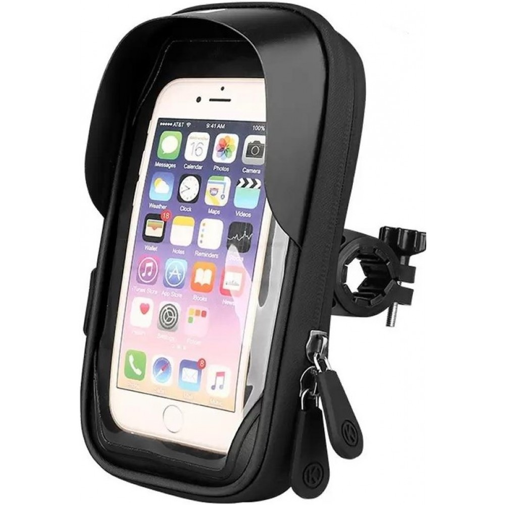 Etui étanche pour smartphone jusqu'à 6,4 pouces pour guidon de vélo & moto - Noir