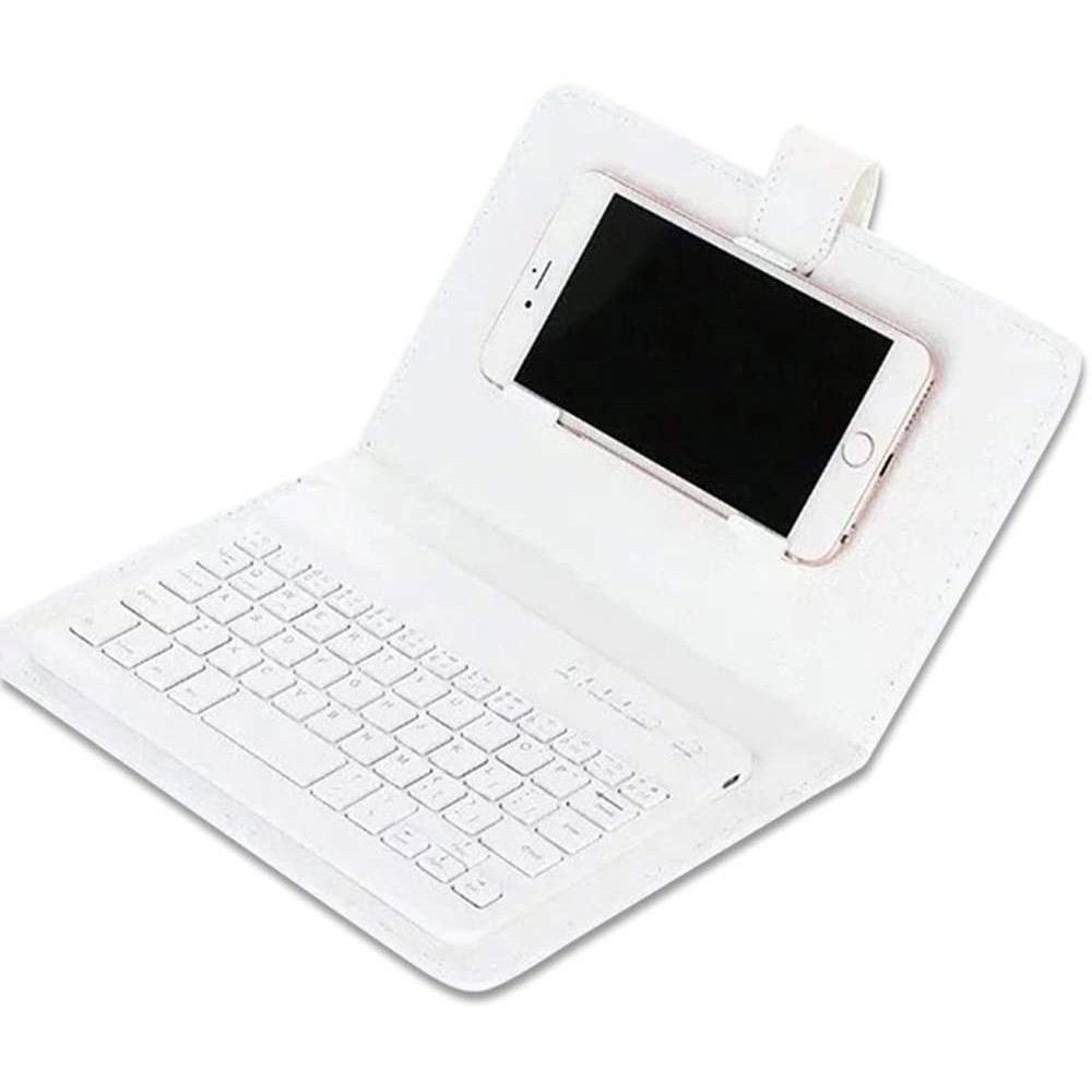 Étui universel pour smartphone avec clavier Bluetooth amovible - Blanc