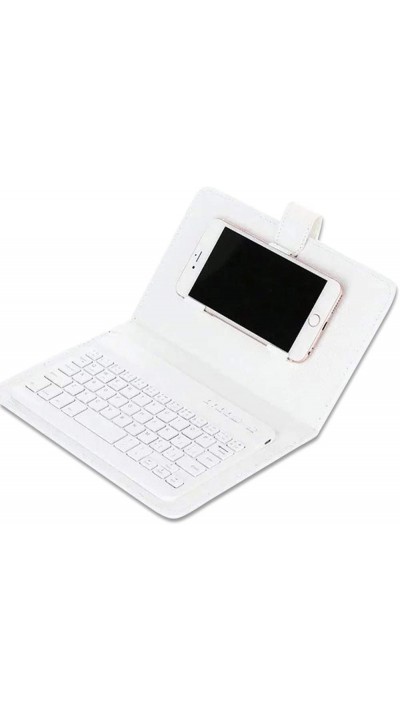 Étui universel pour smartphone avec clavier Bluetooth amovible - Blanc