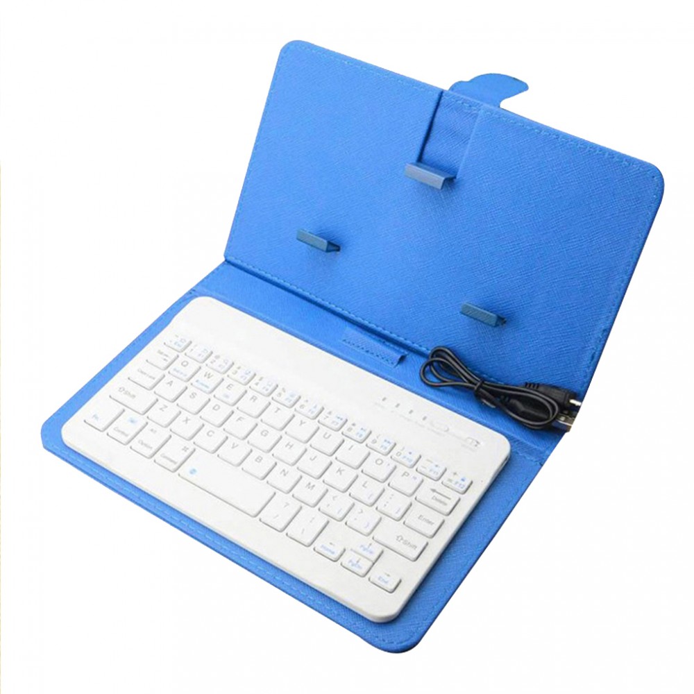 Universelle Smartphone Hülle mit abnehmbarer Bluetooth-Tastatur blau