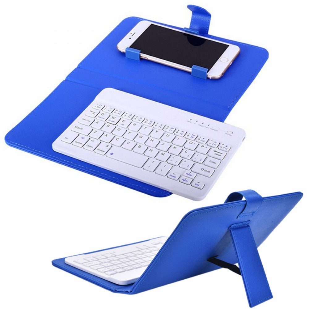 Universelle Smartphone Hülle mit abnehmbarer Bluetooth-Tastatur - Dunkelrosa