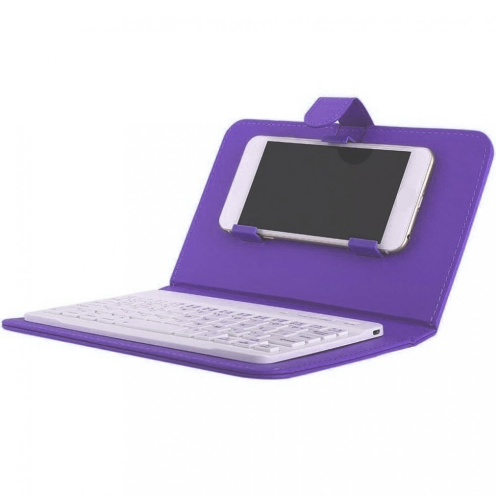 Universelle Smartphone Hülle mit abnehmbarer Bluetooth-Tastatur - Violett