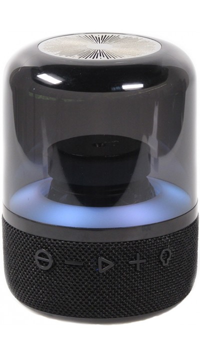 F10 Haut-parleur couleur sans fil Bluetooth en verre double TWS BT5.0 Éclairage d'ambiance LED - Transparent