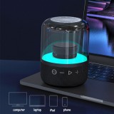 F10 Haut-parleur couleur sans fil Bluetooth en verre double TWS BT5.0 Éclairage d'ambiance LED - Transparent