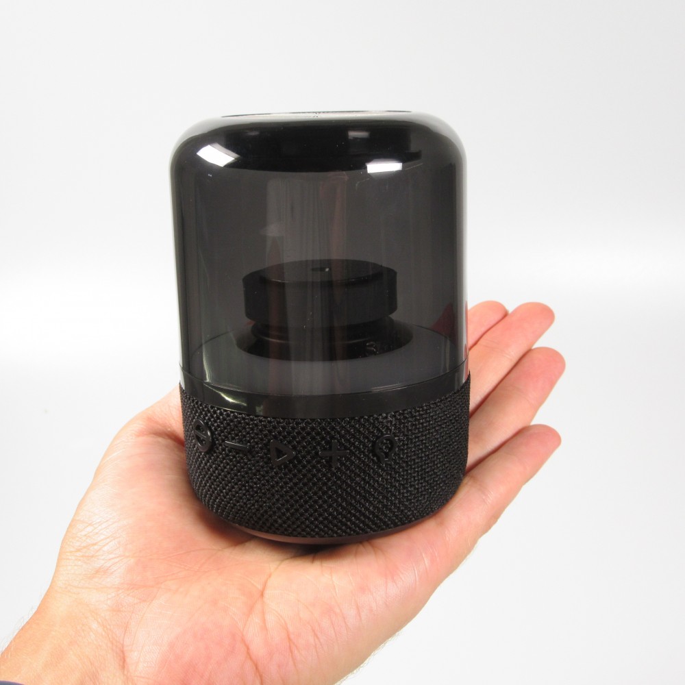 F10 Haut-parleur couleur sans fil Bluetooth en verre double TWS BT5.0 Éclairage d'ambiance LED - Transparent