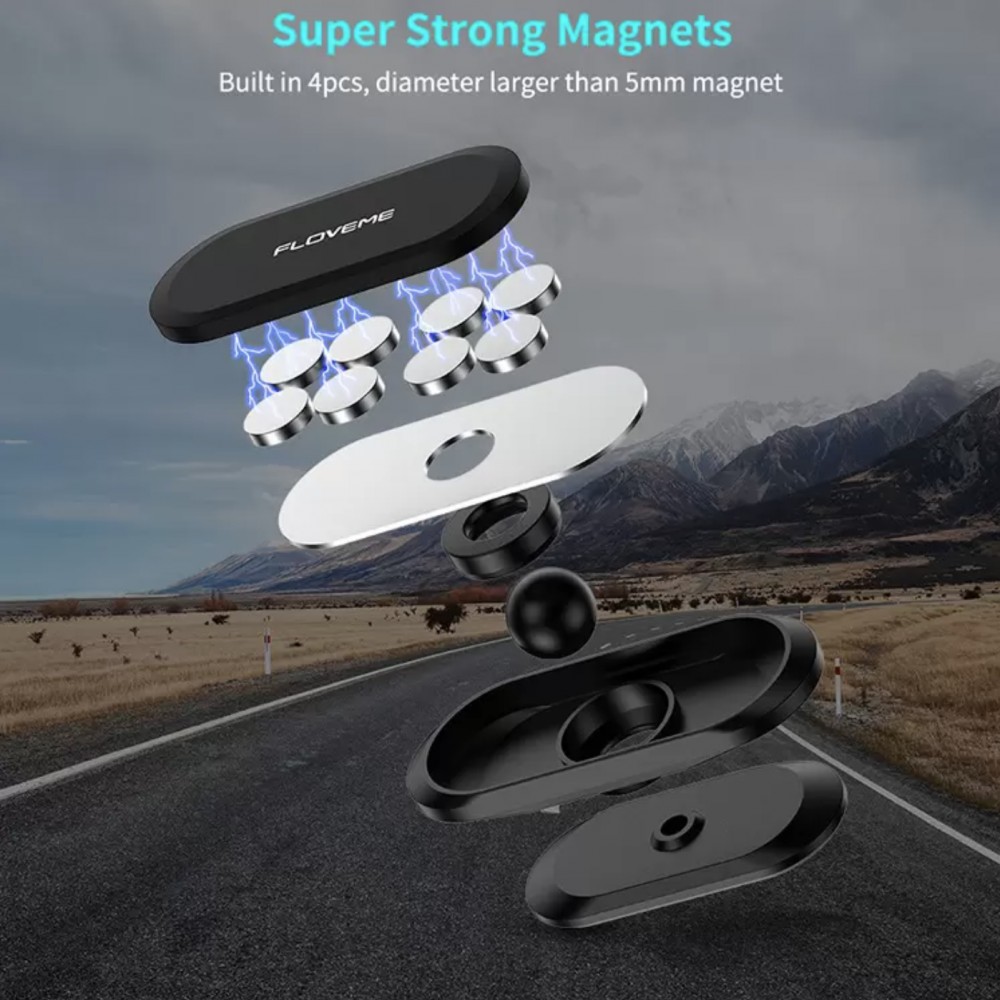 FLOVEME Support magnétique universel pour smartphone Pour voiture / réfrigérateur / mur - Argent