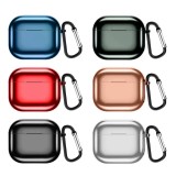 Fourre AirPods 3 - Shiny coque silicone electroplate TPU avec mousqueton - Argent