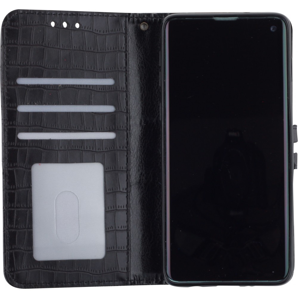 Fourre Samsung Galaxy S10 - Flip crocodile - Noir