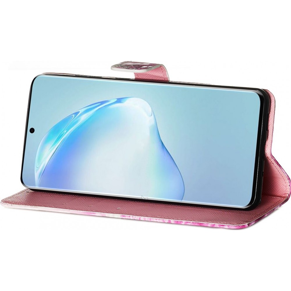 Hülle Samsung Galaxy S20+ - Flip 3D Schmetterlinge - Rosa