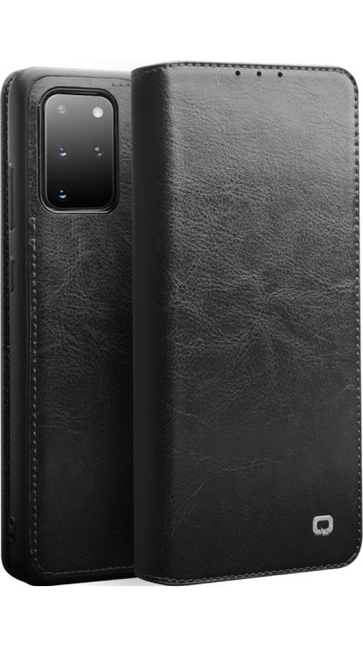 Fourre Samsung Galaxy S20 - Flip Qialino cuir véritable - Noir