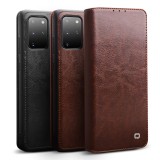 Fourre Samsung Galaxy S20 - Flip Qialino cuir véritable - Noir