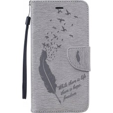 Fourre iPhone 13 - Flip plume freedom - Gris