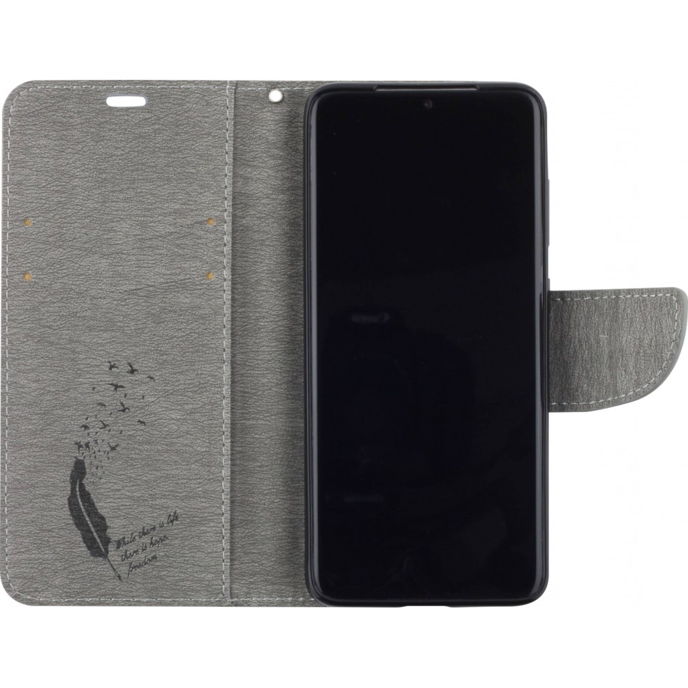 Fourre iPhone 13 - Flip plume freedom - Gris