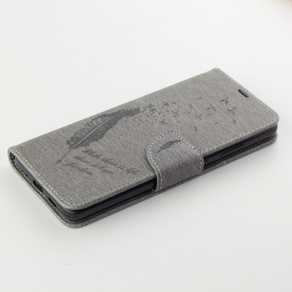 Fourre iPhone 13 - Flip plume freedom - Gris