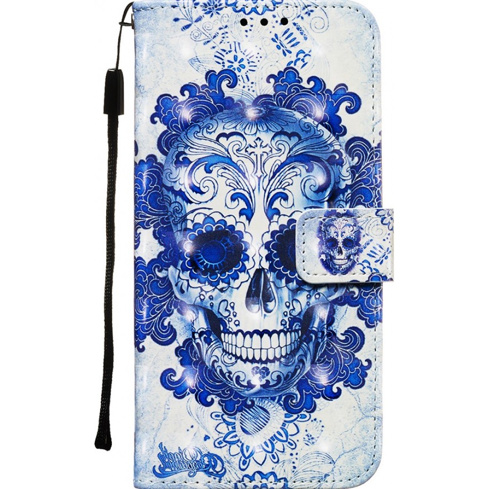 Fourre Samsung Galaxy S20 Ultra - Flip 3D Skull - Bleu clair