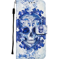 Hülle Samsung Galaxy S20 Ultra - Flip 3D Skull - Hellblau