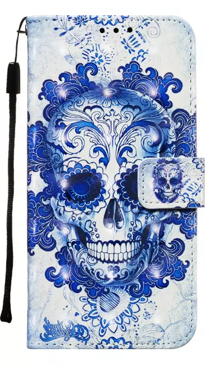 Fourre Samsung Galaxy S20 Ultra - Flip 3D Skull - Bleu clair