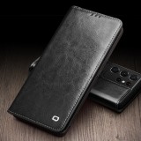 Fourre Samsung Galaxy S22 - Flip Qialino cuir véritable - Noir