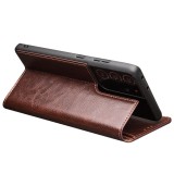 Fourre Samsung Galaxy S22 Ultra - Flip Qialino cuir véritable - Brun