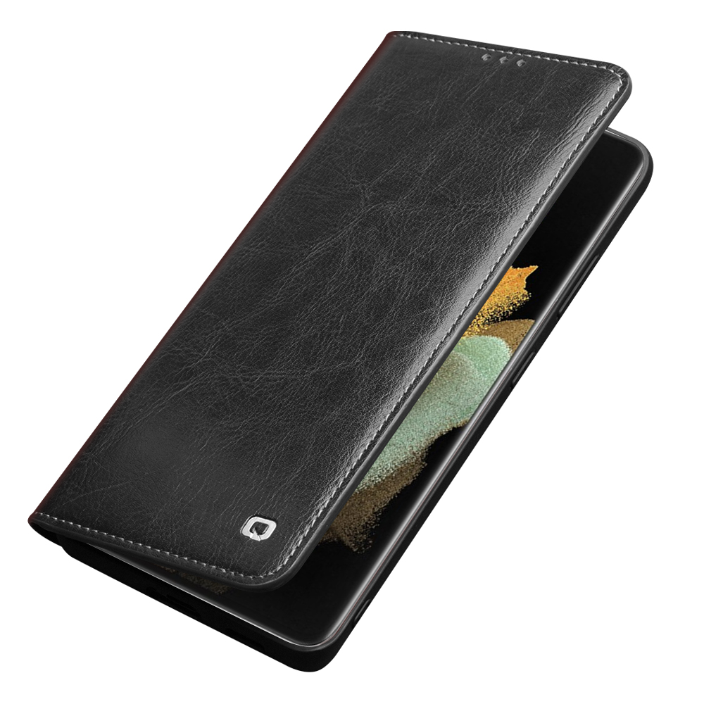 Fourre Samsung Galaxy S21 Ultra 5G - Flip Qialino cuir véritable - Noir