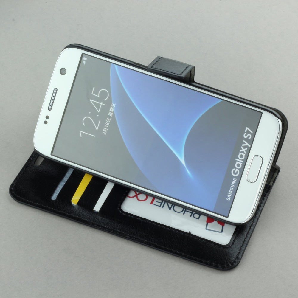 Hülle Samsung Galaxy S7 - Premium Flip - Schwarz