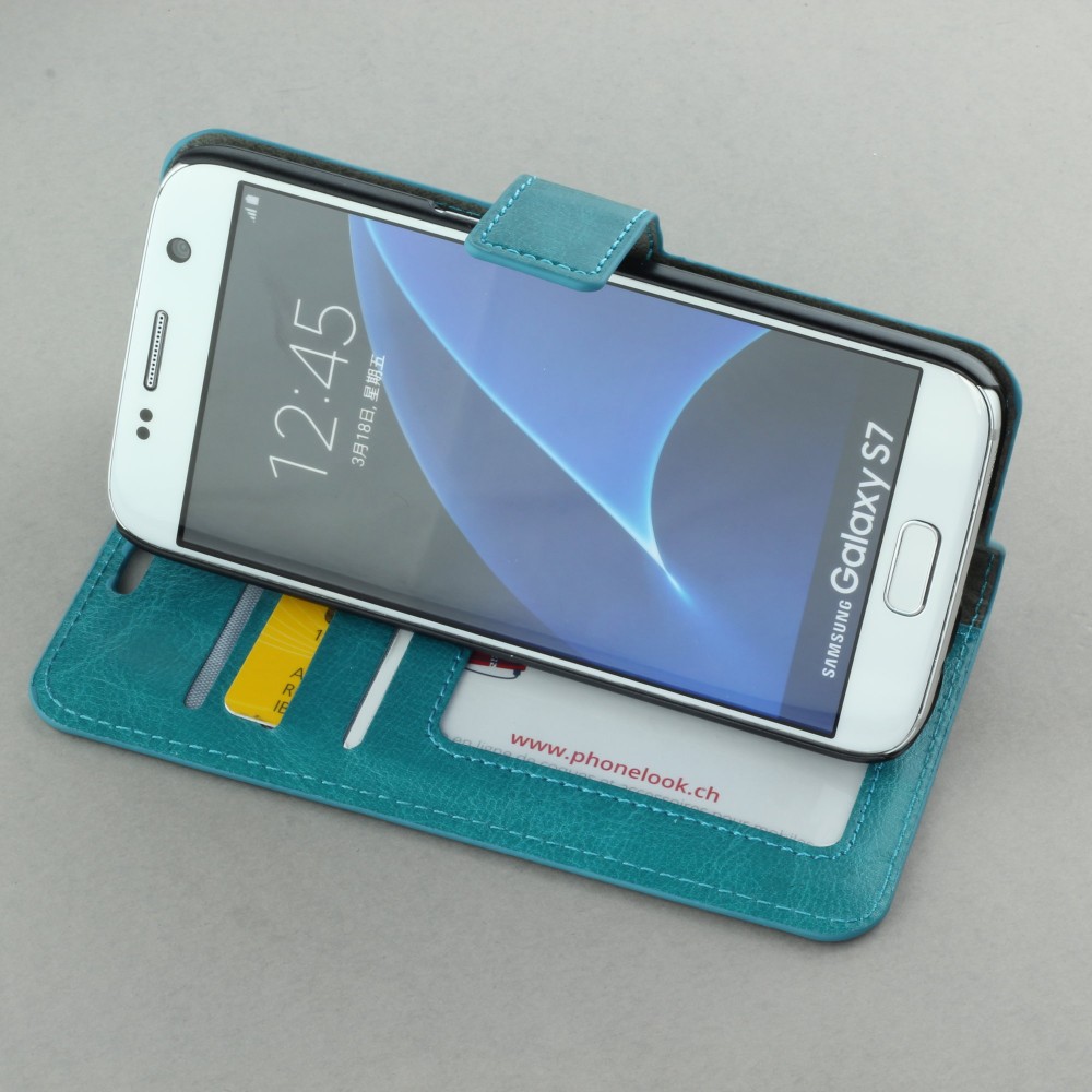 Hülle Samsung Galaxy S7 edge - Premium Flip - Türkis