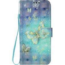 Fourre Samsung Galaxy S10+ - Flip 3D papillons dorés