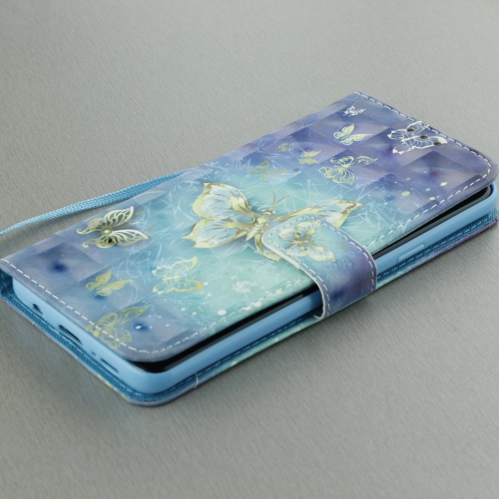 Fourre Samsung Galaxy S10+ - Flip 3D papillons dorés