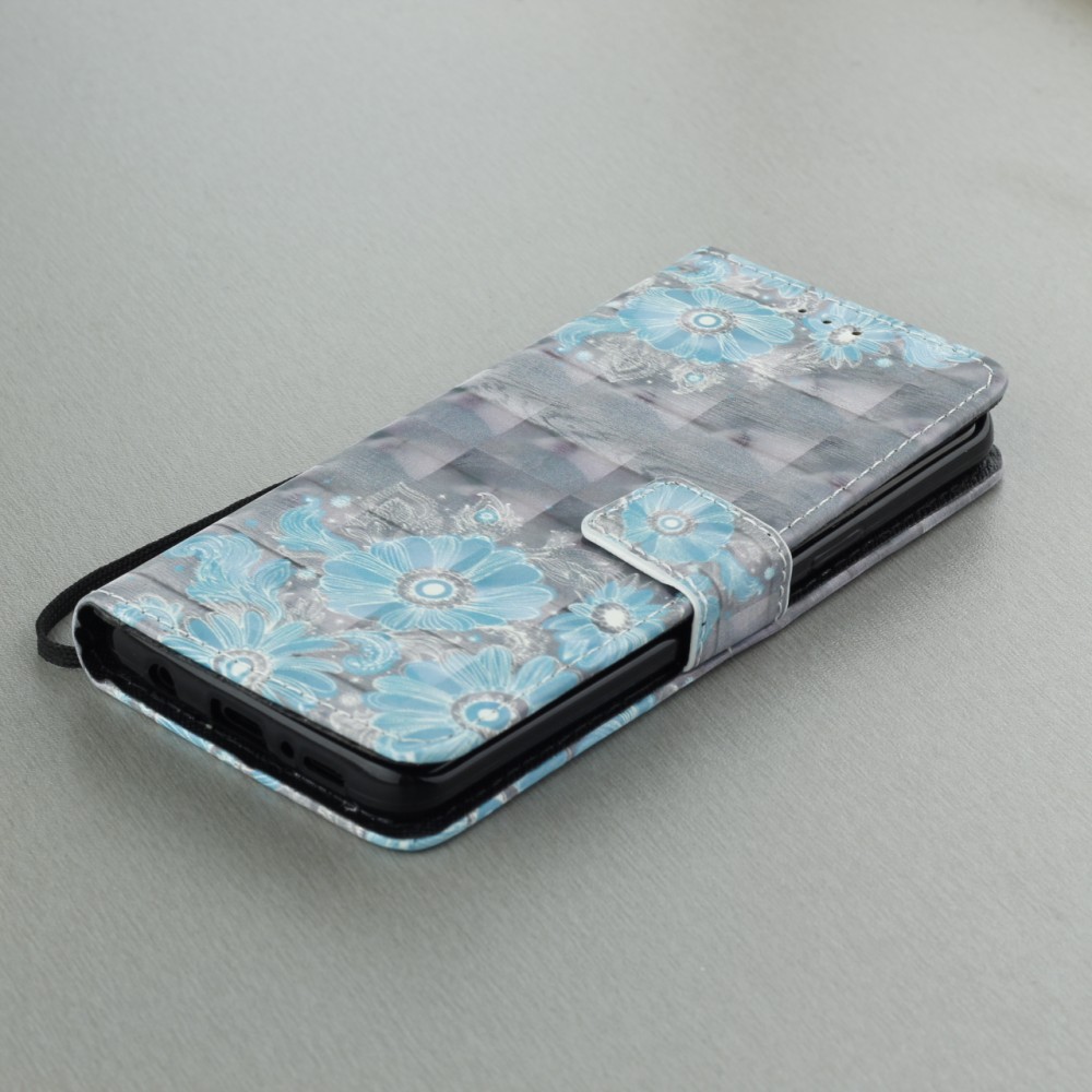 Hülle Samsung Galaxy S9 - 3D Flip Bleu Flowers