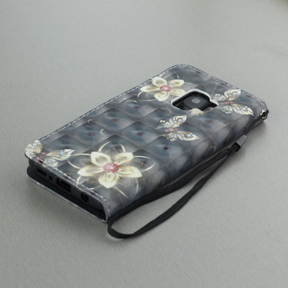 Fourre Samsung Galaxy S9 - 3D Flip papillon brun - Or